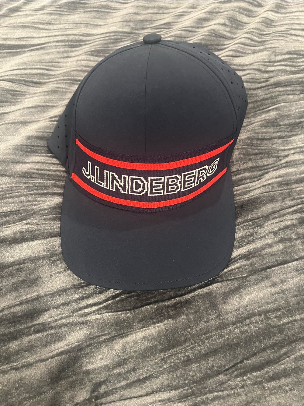 J.Lindeberg Navy Baseball Cap with Red Stripe Size L